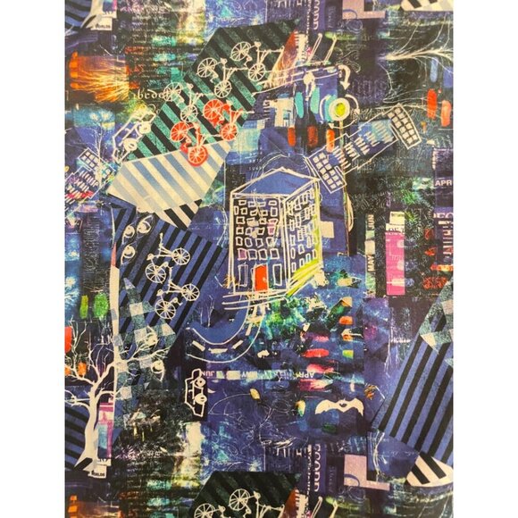 Bugatchi Uomo Shaped Fit Artistic Urban Collage Flip Cuffs Shirt Small - Picture 4 of 5